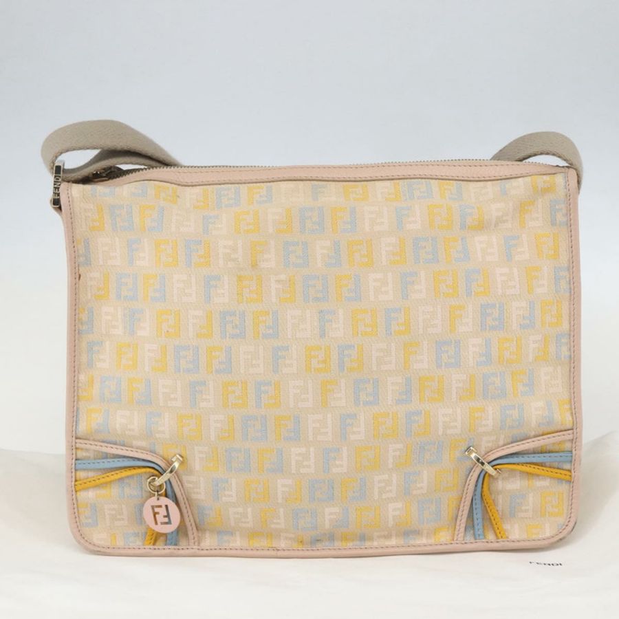 【日本直送】FENDI Zucchino 帆布單肩包 粉紅金色 正品 157643V-11