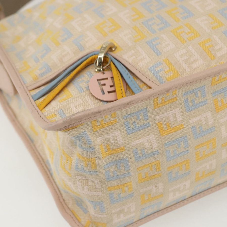 【日本直送】FENDI Zucchino 帆布單肩包 粉紅金色 正品 157643V-13
