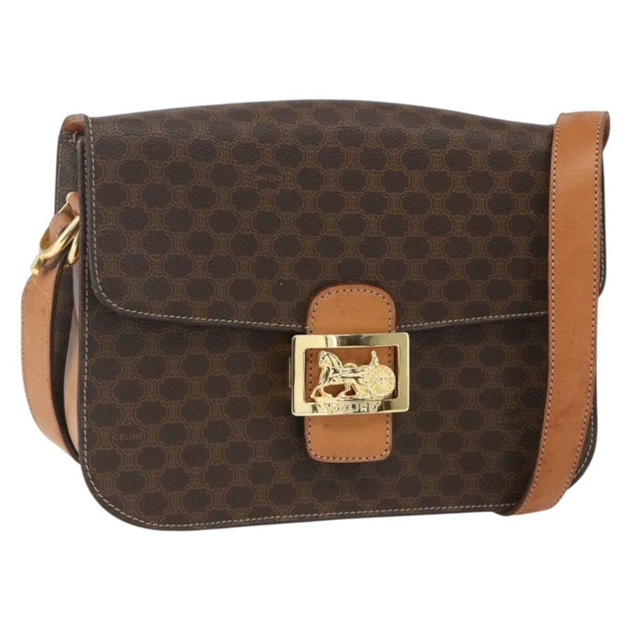 【日本直送】CELINE Macadam帆布馬車包 PVC皮革 棕色 金色 正品 157263-0
