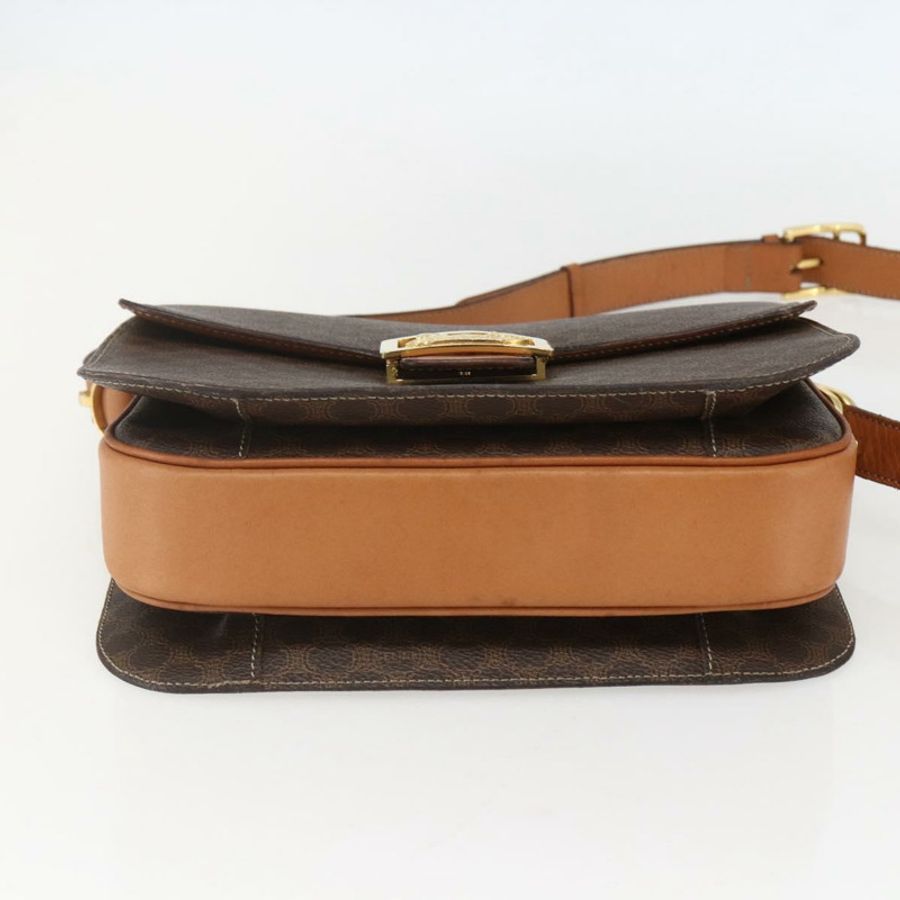 【日本直送】CELINE Macadam帆布馬車包 PVC皮革 棕色 金色 正品 157263-4
