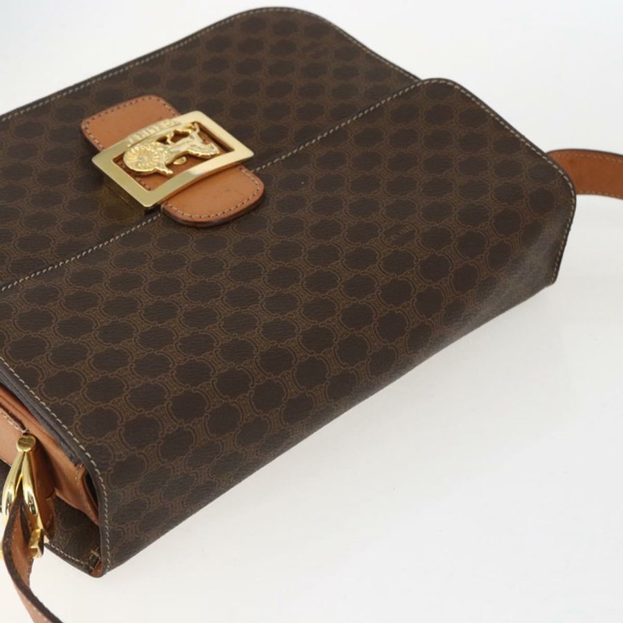 【日本直送】CELINE Macadam帆布馬車包 PVC皮革 棕色 金色 正品 157263-5