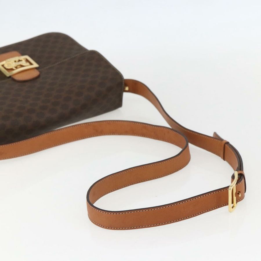 【日本直送】CELINE Macadam帆布馬車包 PVC皮革 棕色 金色 正品 157263-6