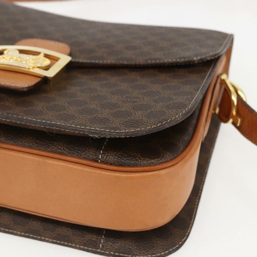 【日本直送】CELINE Macadam帆布馬車包 PVC皮革 棕色 金色 正品 157263-8