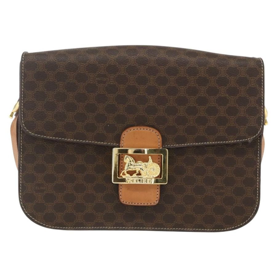 【日本直送】CELINE Macadam帆布馬車包 PVC皮革 棕色 金色 正品 157263-12