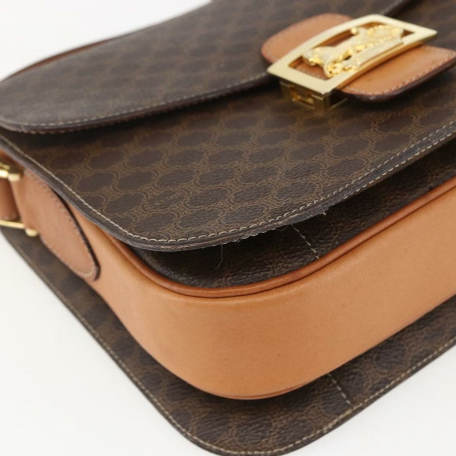 【日本直送】CELINE Macadam帆布馬車包 PVC皮革 棕色 金色 正品 157263-13