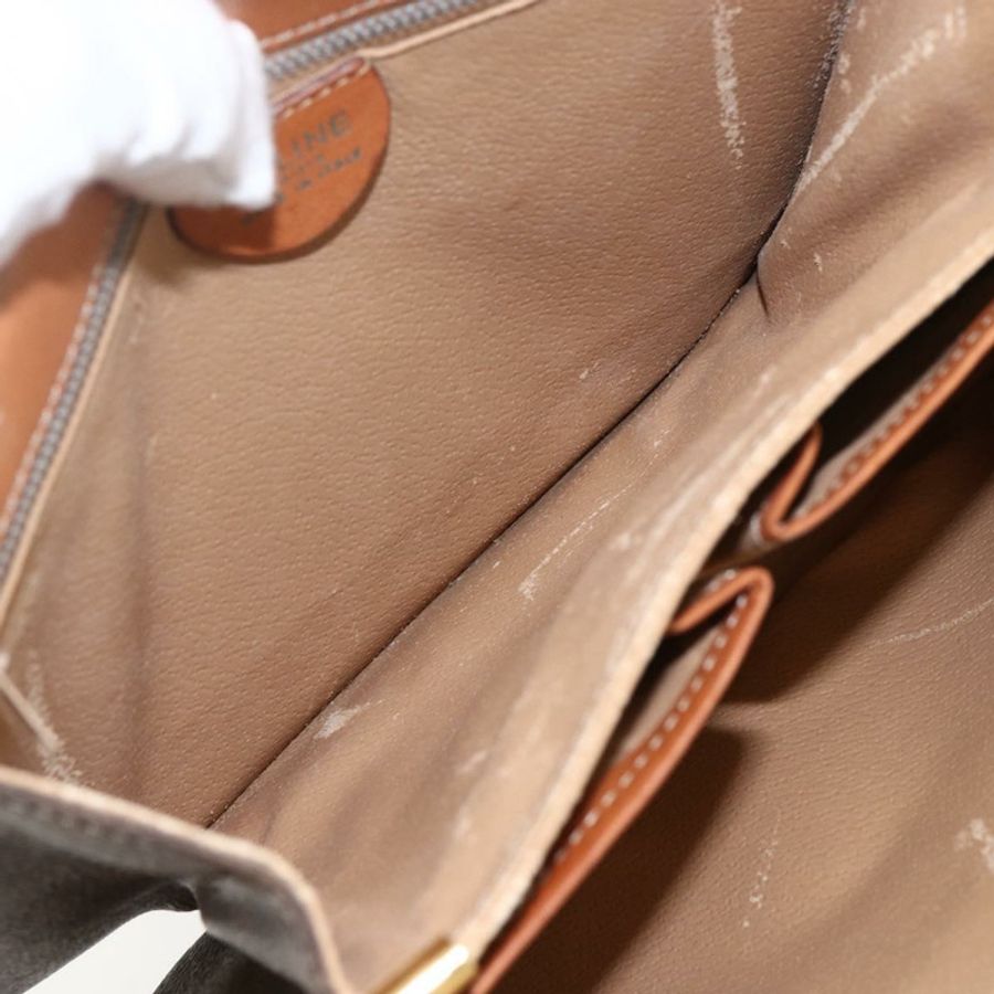 【日本直送】CELINE Macadam帆布馬車包 PVC皮革 棕色 金色 正品 157263-21