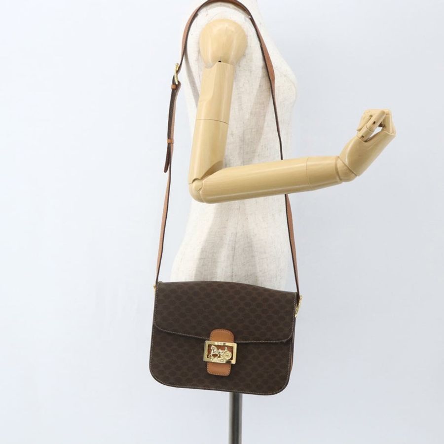 【日本直送】CELINE Macadam帆布馬車包 PVC皮革 棕色 金色 正品 157263-24