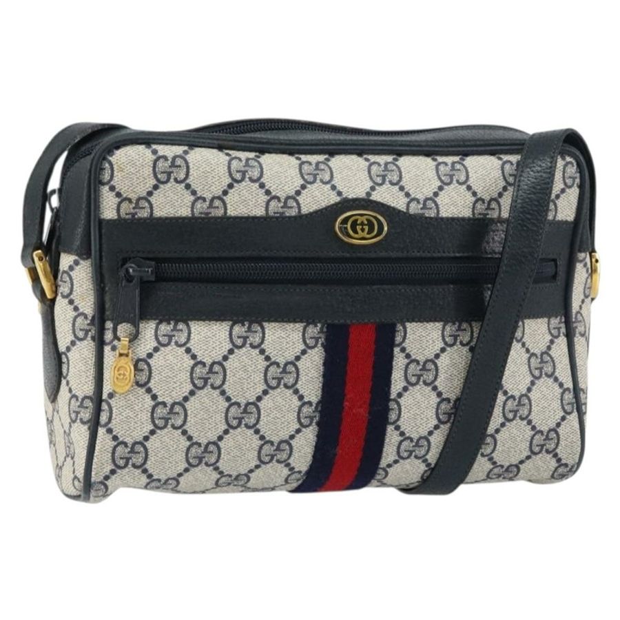 【日本直送】GUCCI GG Supreme Sherry Line 單肩包 PVC 海軍藍/金色 75 02 004 正品 159729-0