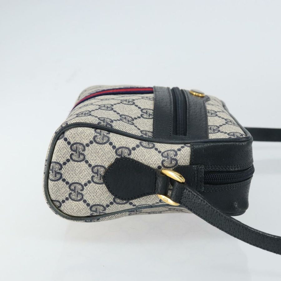 【日本直送】GUCCI GG Supreme Sherry Line 單肩包 PVC 海軍藍/金色 75 02 004 正品 159729-2