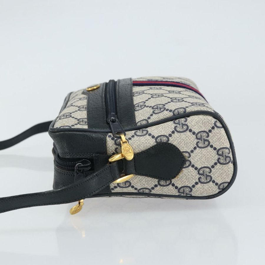 【日本直送】GUCCI GG Supreme Sherry Line 單肩包 PVC 海軍藍/金色 75 02 004 正品 159729-3
