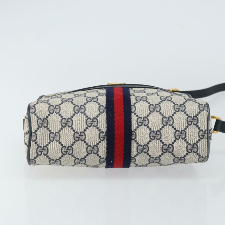 【日本直送】GUCCI GG Supreme Sherry Line 單肩包 PVC 海軍藍/金色 75 02 004 正品 159729-4
