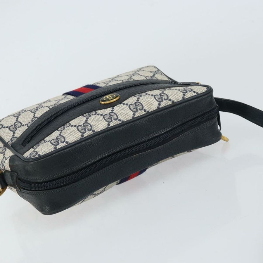 【日本直送】GUCCI GG Supreme Sherry Line 單肩包 PVC 海軍藍/金色 75 02 004 正品 159729-5
