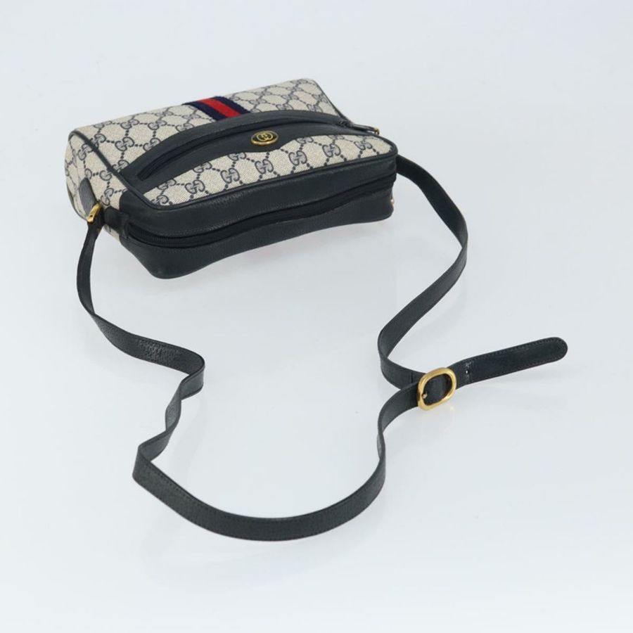 【日本直送】GUCCI GG Supreme Sherry Line 單肩包 PVC 海軍藍/金色 75 02 004 正品 159729-6