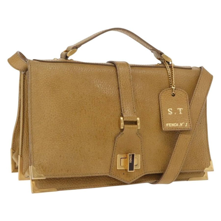 【日本直送】FENDI 手提包 皮革 兩用 棕色 金色 正品 158141-0