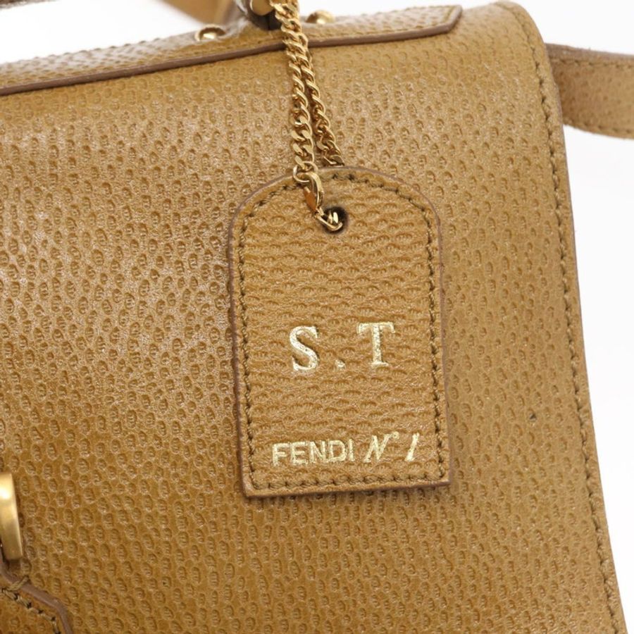 【日本直送】FENDI 手提包 皮革 兩用 棕色 金色 正品 158141-9