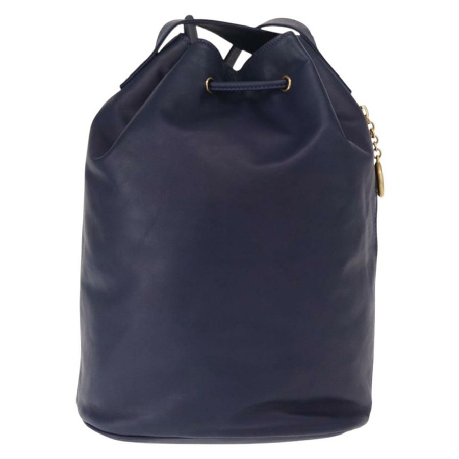 【日本直送】CELINE 圓背包 皮革 海軍藍 金色 正品 159739-1