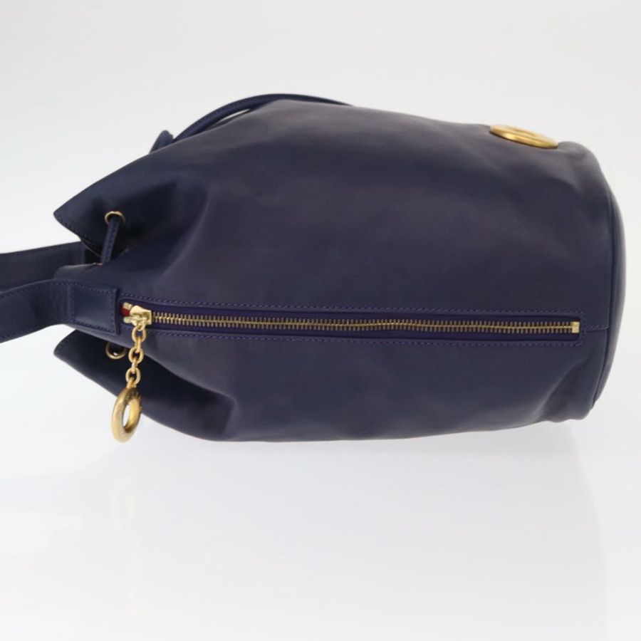 【日本直送】CELINE 圓背包 皮革 海軍藍 金色 正品 159739-3