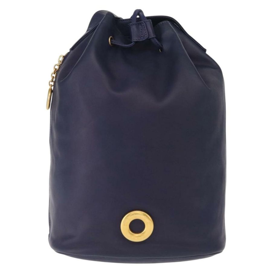 【日本直送】CELINE 圓背包 皮革 海軍藍 金色 正品 159739-12