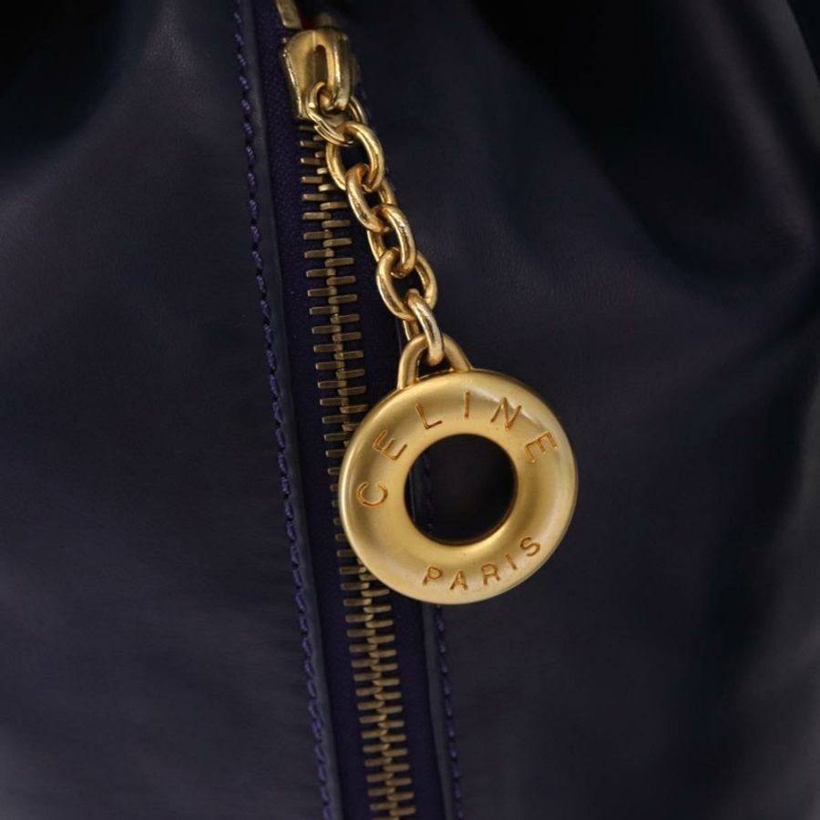 【日本直送】CELINE 圓背包 皮革 海軍藍 金色 正品 159739-17