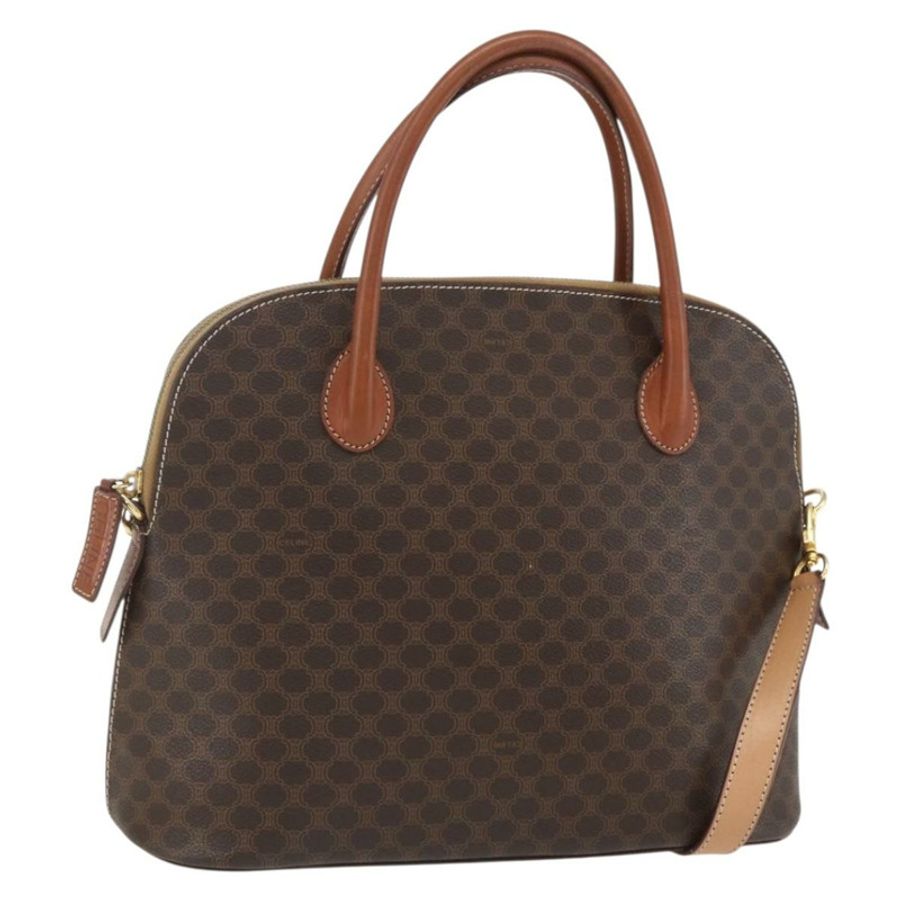 【日本直送】CELINE Macadam帆布手提包 PVC皮革 2way Brown Gold Auth 157458V-0