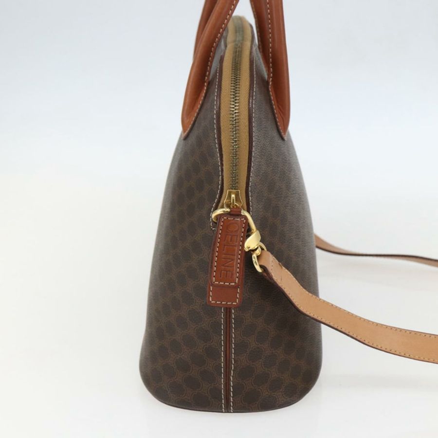 【日本直送】CELINE Macadam帆布手提包 PVC皮革 2way Brown Gold Auth 157458V-2