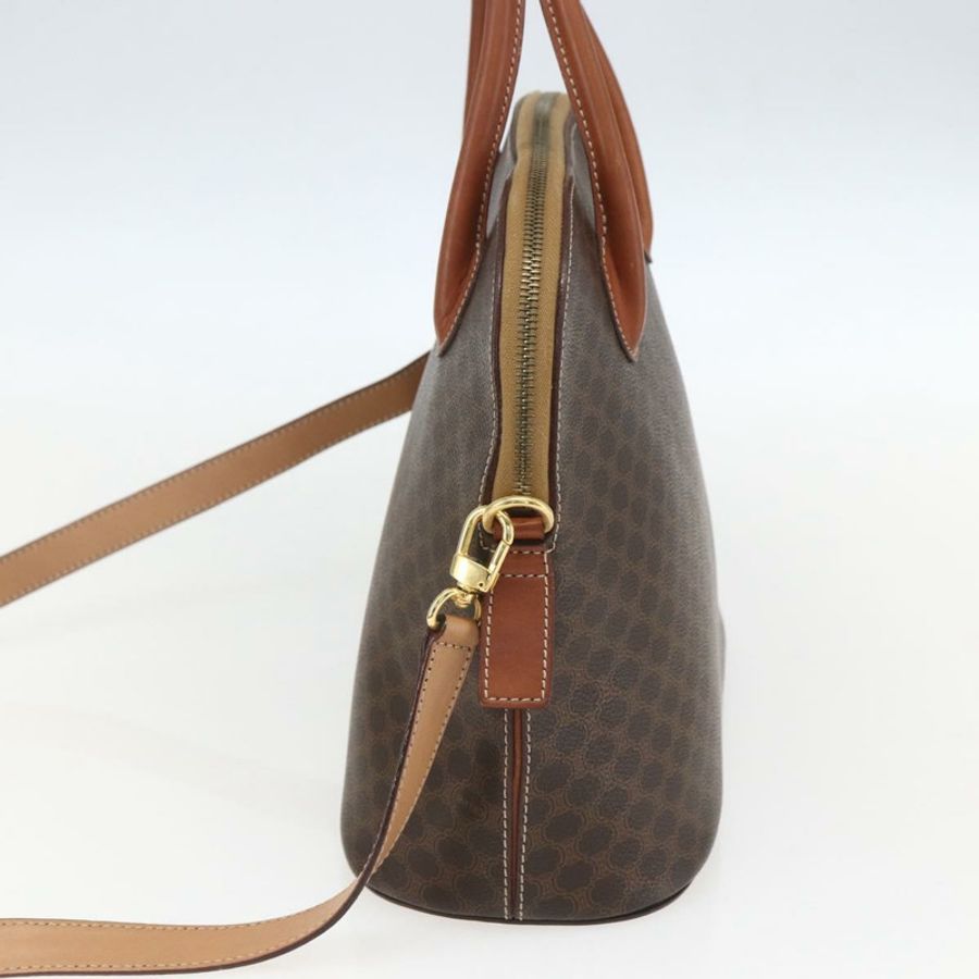 【日本直送】CELINE Macadam帆布手提包 PVC皮革 2way Brown Gold Auth 157458V-3
