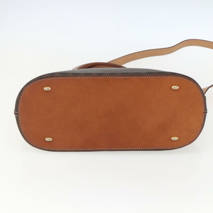【日本直送】CELINE Macadam帆布手提包 PVC皮革 2way Brown Gold Auth 157458V-4