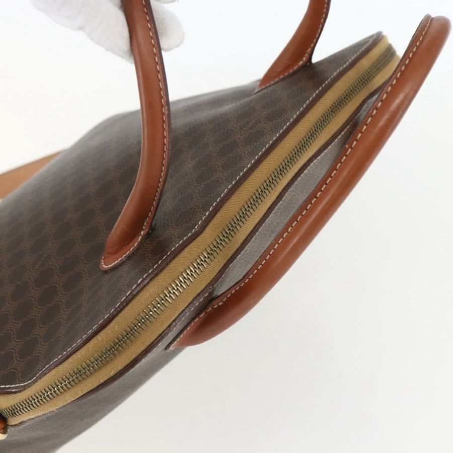【日本直送】CELINE Macadam帆布手提包 PVC皮革 2way Brown Gold Auth 157458V-5