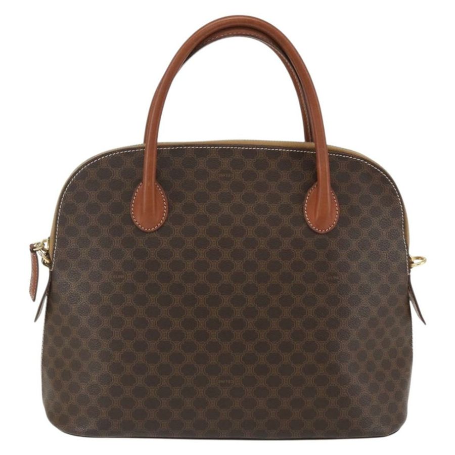 【日本直送】CELINE Macadam帆布手提包 PVC皮革 2way Brown Gold Auth 157458V-12