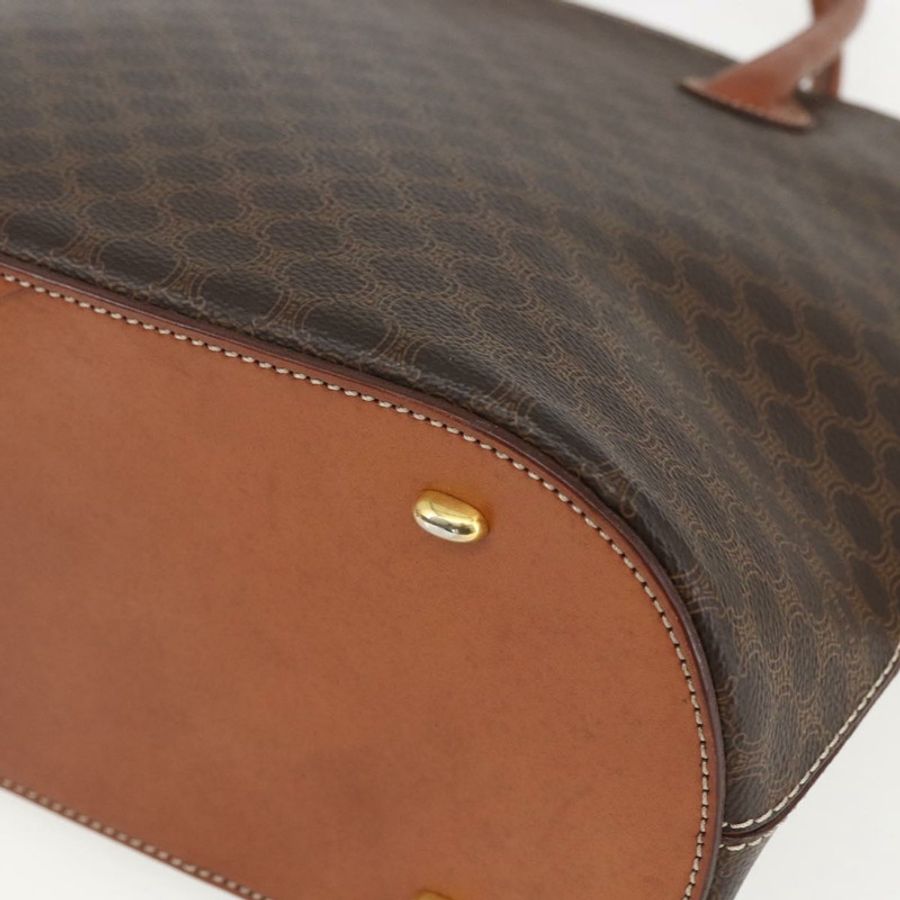 【日本直送】CELINE Macadam帆布手提包 PVC皮革 2way Brown Gold Auth 157458V-15