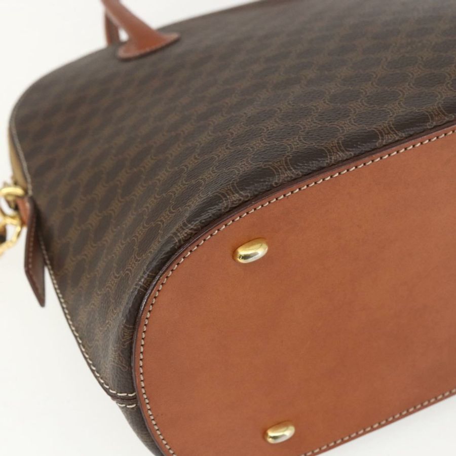【日本直送】CELINE Macadam帆布手提包 PVC皮革 2way Brown Gold Auth 157458V-16