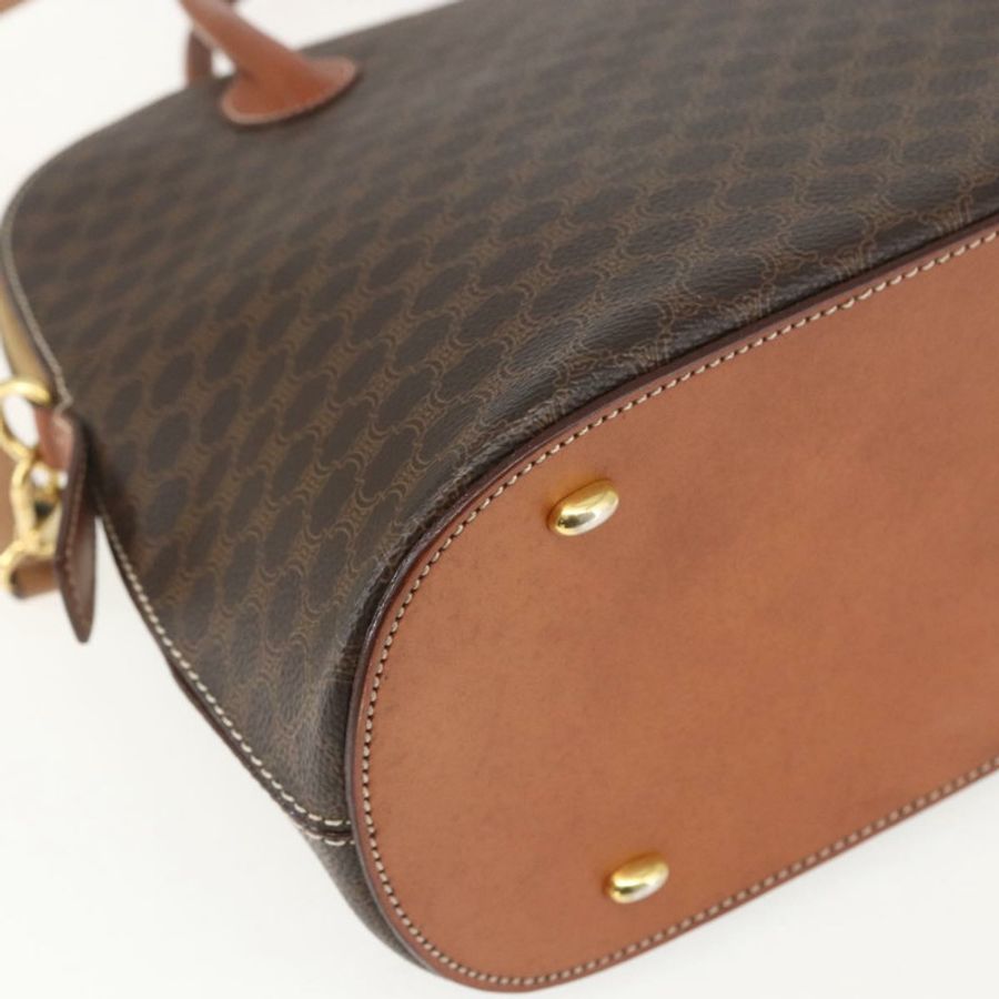 【日本直送】CELINE Macadam帆布手提包 PVC皮革 2way Brown Gold Auth 157458V-18