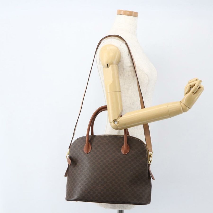 【日本直送】CELINE Macadam帆布手提包 PVC皮革 2way Brown Gold Auth 157458V-24