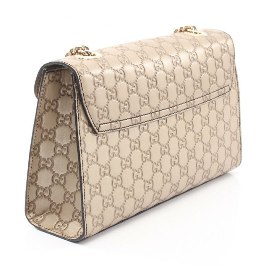 GUCCI Emily 馬銜扣 Guccissima 鏈條單肩包 295402 皮革 金色 二手 GG-1