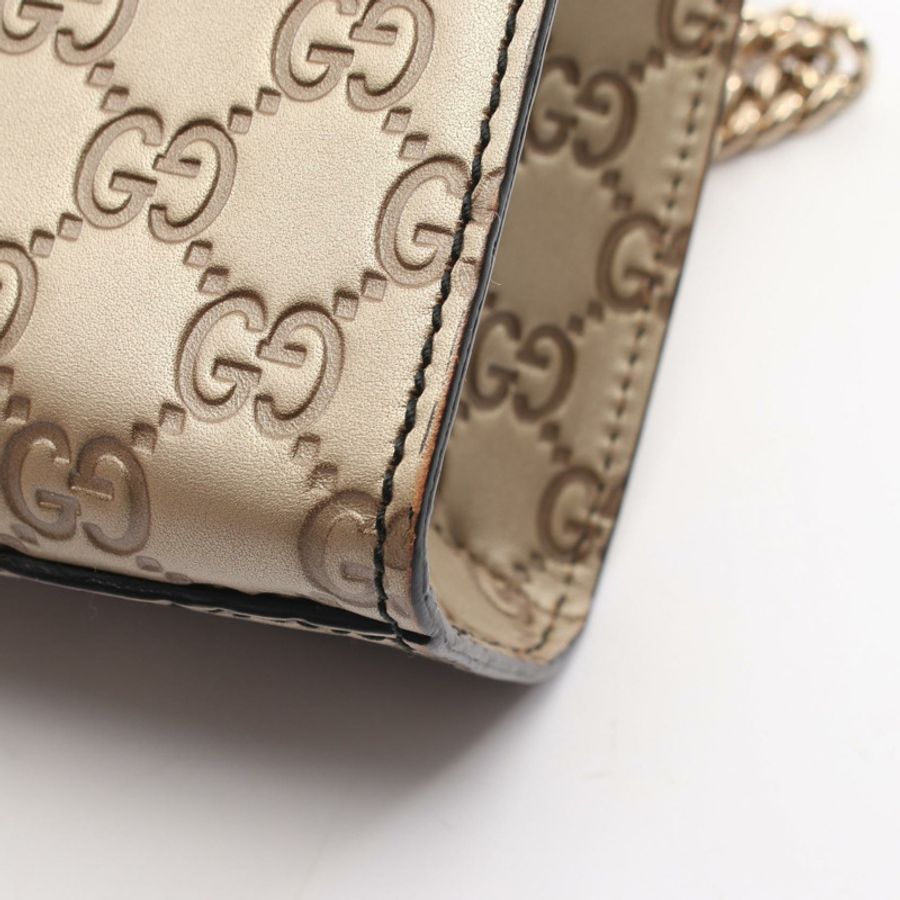GUCCI Emily 馬銜扣 Guccissima 鏈條單肩包 295402 皮革 金色 二手 GG-6