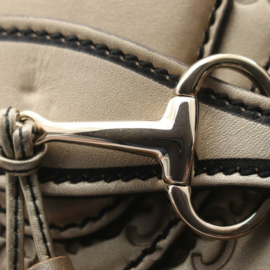 GUCCI Emily 馬銜扣 Guccissima 鏈條單肩包 295402 皮革 金色 二手 GG-10