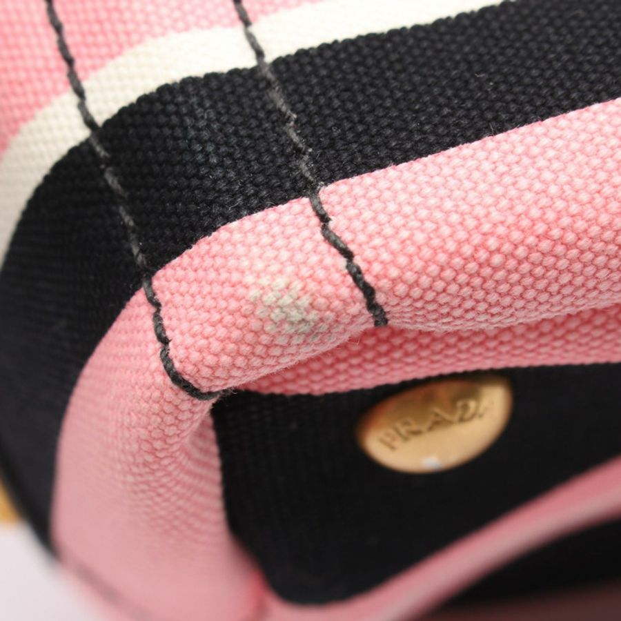 PRADA CANAPA RIGHE 肩挎手提包 帆布 粉紅色 黑色 二手 女款-4