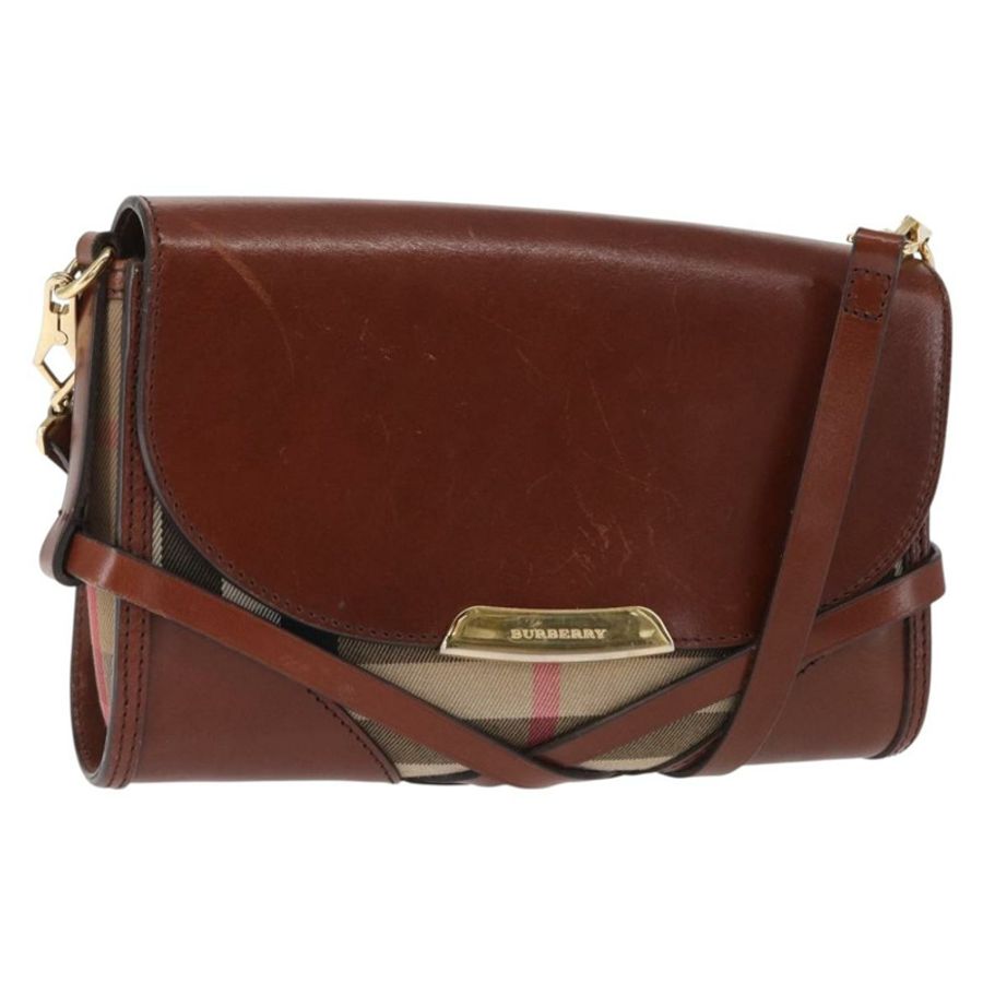 【日本直送】BURBERRY 棕色金色皮革單肩包 正品 160721-0