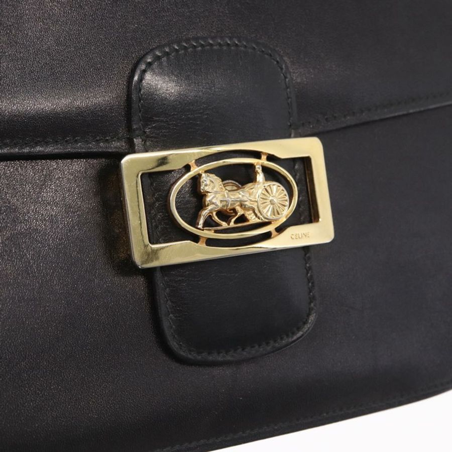【日本直送】CELINE 黑色金色皮革肩背包,正品編號 160698-17