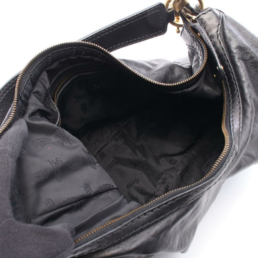 GUCCI 黑色真皮單肩包(二手,女士款,金色五金)-2