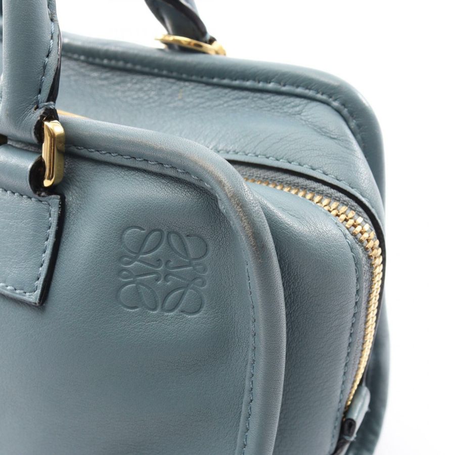 LOEWE Amazona 23 單肩斜背包,皮革材質,藍色,二手女款-4
