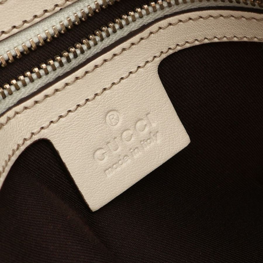 GUCCI GG帆布肩背包 162900 帆布皮革 米色 白色 二手 女士-3