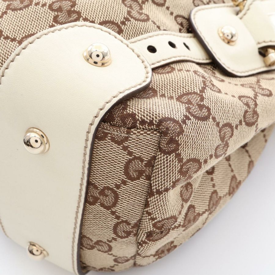 GUCCI GG帆布肩背包 162900 帆布皮革 米色 白色 二手 女士-8