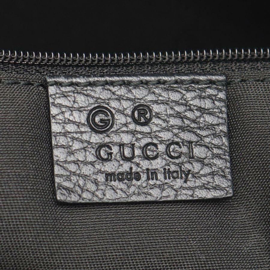 GUCCI 竹節 GG 圖案單肩托特包 354665 牛仔皮革 黑色 二手 女士-3