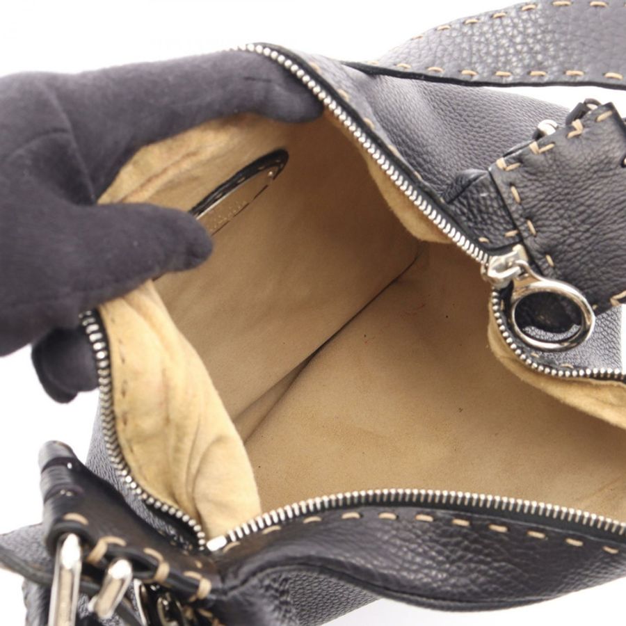 FENDI Selleria 黑色真皮單肩包,二手女款-2