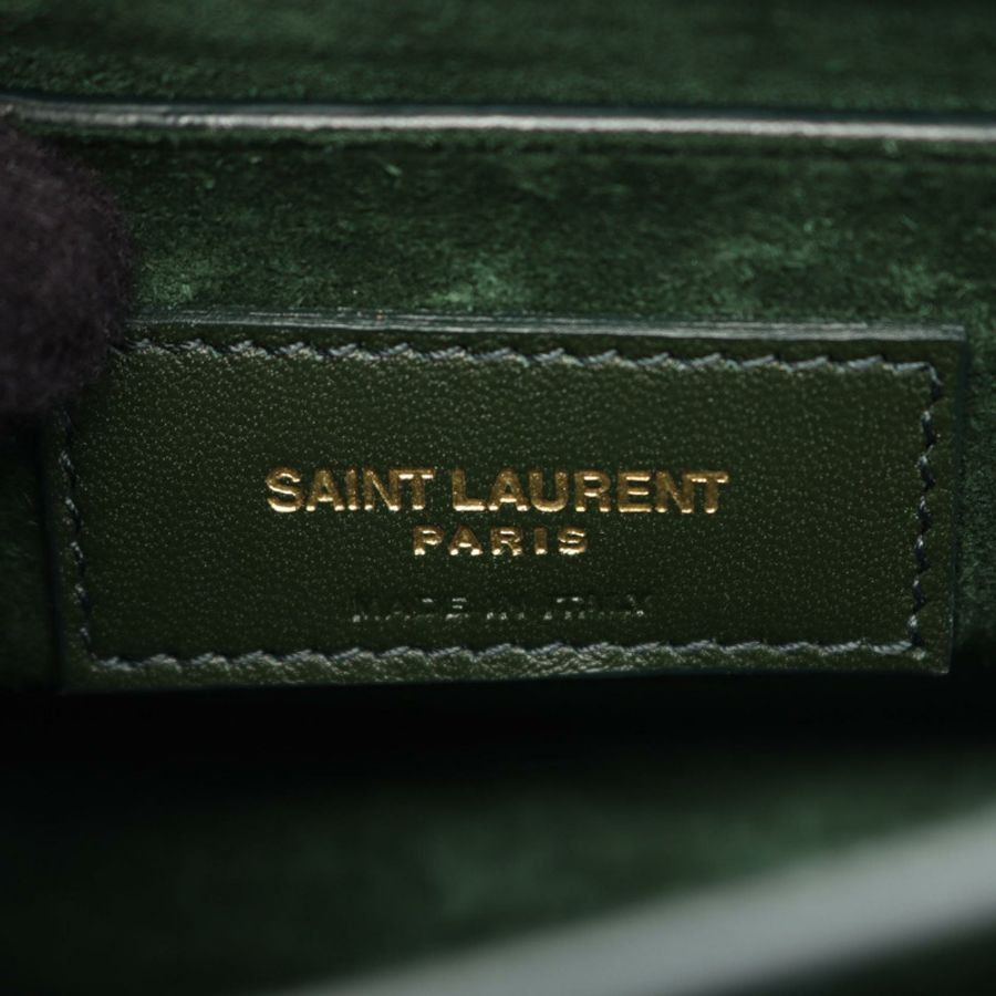 SAINT LAURENT PARIS Sunset 中型鏈條單肩包,皮革材質,綠色,二手女款-3