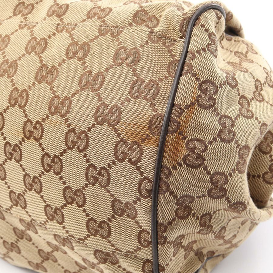 GUCCI Sookie GG帆布手提包 223974 皮革 米色 棕色 二手 女士-4