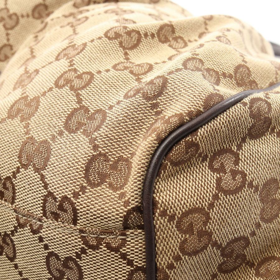 GUCCI Sookie GG帆布手提包 223974 皮革 米色 棕色 二手 女士-5