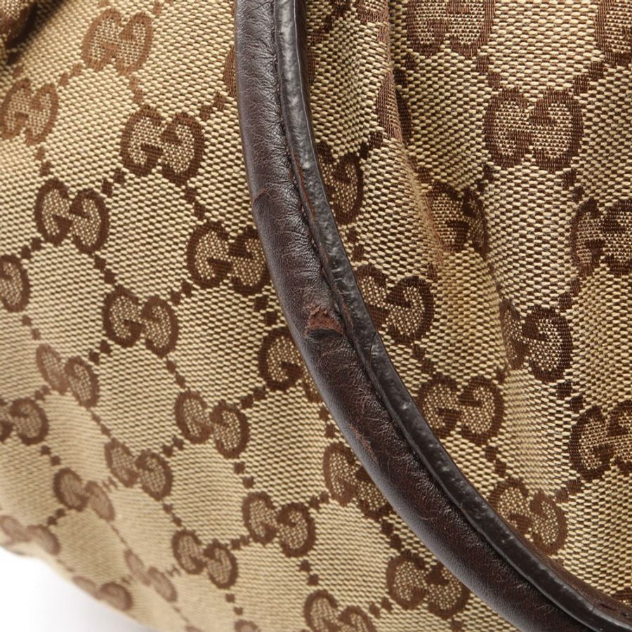 GUCCI Sookie GG帆布手提包 223974 皮革 米色 棕色 二手 女士-6