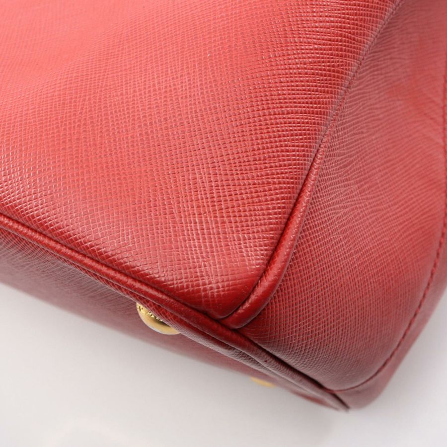 PRADA SAFFIANO LUX Galleria 單肩手提包,紅色 Saffiano 皮革,二手女士款-6
